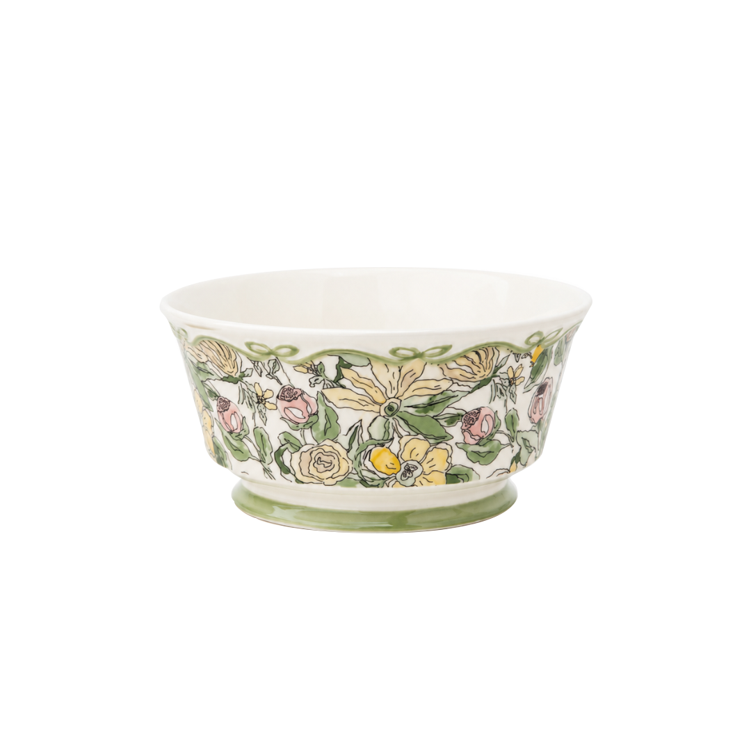 Terracera English Garden Floral ceramic salad bowl
