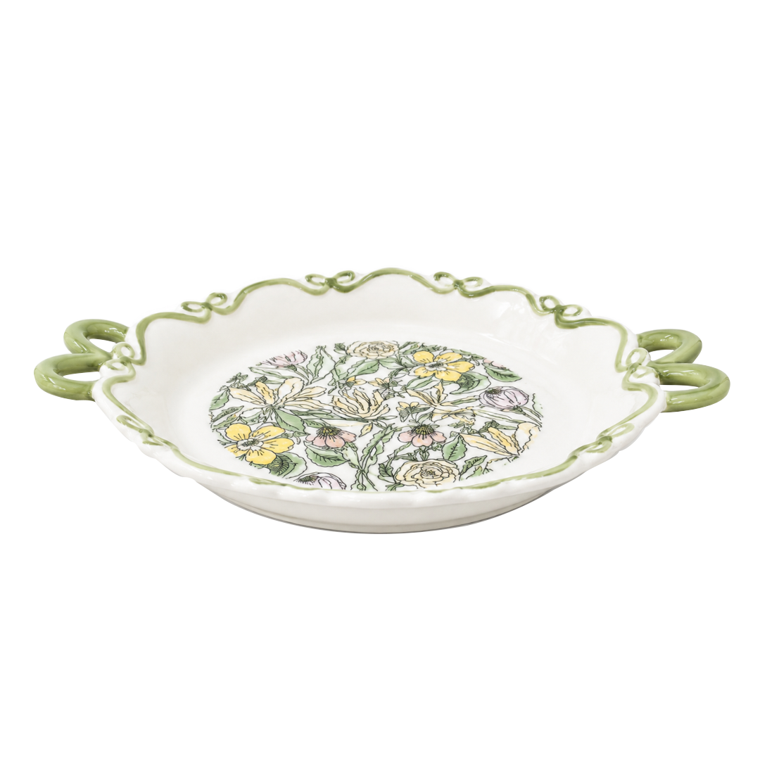 Terracera English Garden Floral serving tray with handles