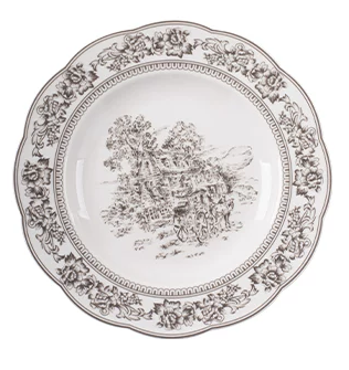 Royal Embossed Ceramic Series — Toile Dinner Plate — Toile